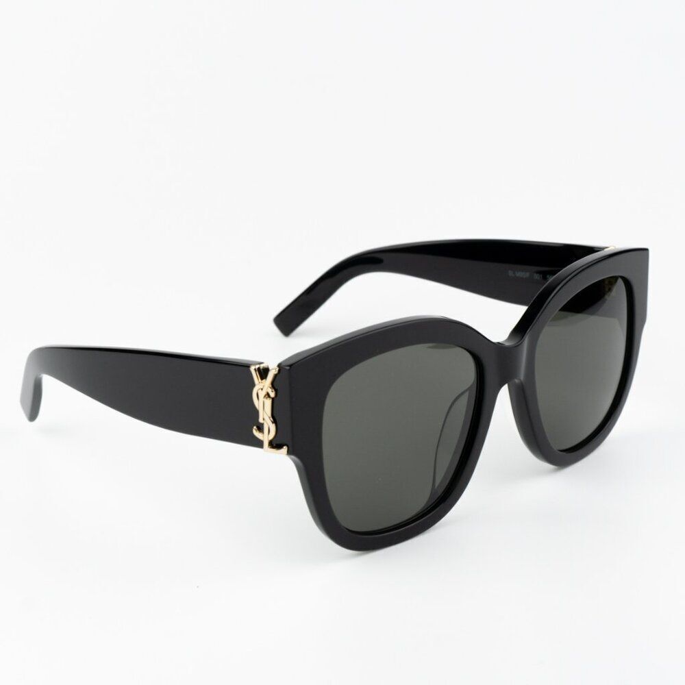 NEW Saint Laurent SLM95/F 001 Black Grey Oversized Cat Eye Women Sunglasses - Picture 9 of 13